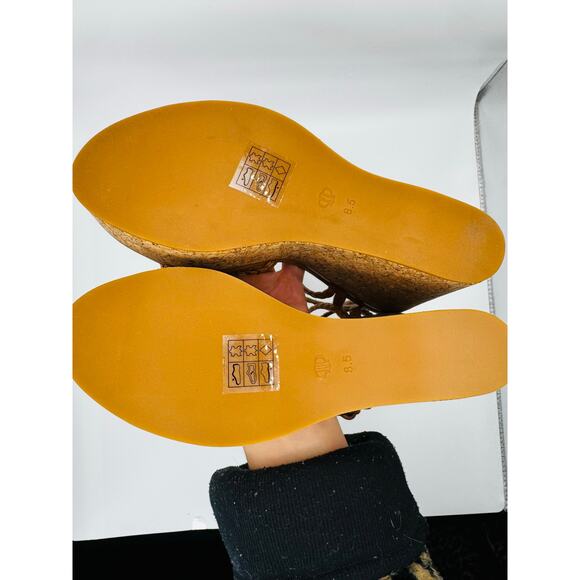 PAIGE cognac Hazel Ankle Strap Platform Wedge Sandal (Women) size 8.5 - Picture 9 of 10